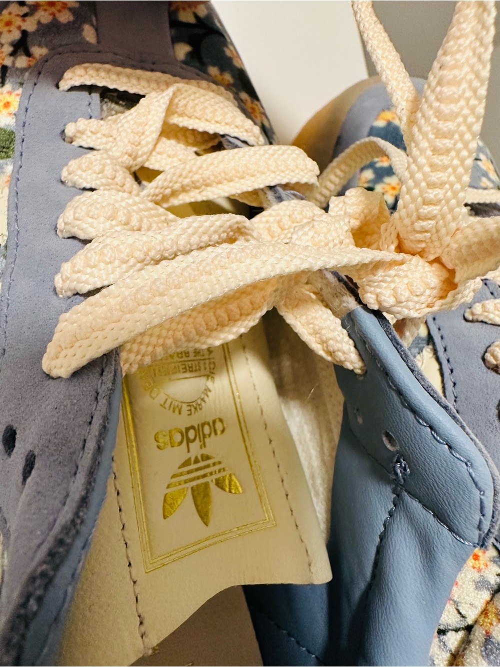 adidas Sambae x Liberty of London platform cream and blue suede and floral print - Picture 5 of 9